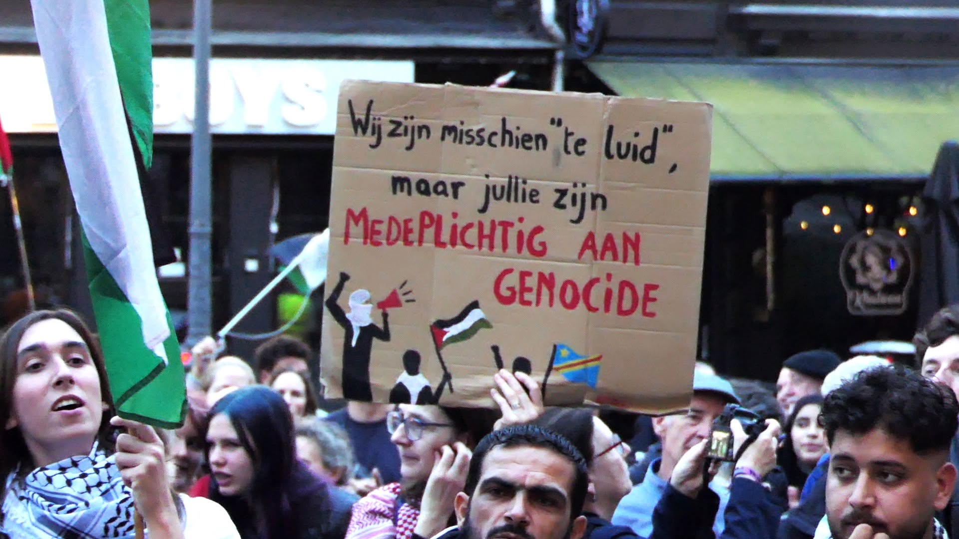 Nieuwe maandagactie voor Palestina op de Suikerrui tijdens Antwerpse gemeenteraad (28/9/2026)